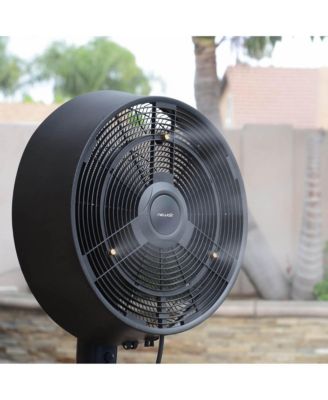 Outdoor Misting Fan and Pedestal Fan in Black, Cools 500 sq. ft. with 3 Fan Speeds and Wide-Angle Oscillation