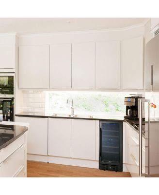 Freestanding 28 Bottle Dual Zone Compressor Wine Fridge in Stainless Steel, Adjustable Racks and Exterior Digital Thermostat