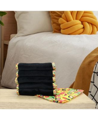 Decorative Microfiber Makeup Remover Cloths (Pack of 5, Design Options), Soft Coral Fleece Reusable Makeup Towels with a Travel Bag, Facial Wash Cloth for Bathroom, 7.5 x 15.5 in.