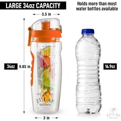 34oz Leakproof Fruit Infuser Water Bottle with Full Length Infusion Rod