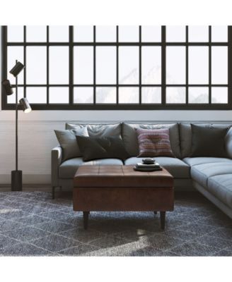 Oregon Storage Ottoman Bench with Tray in Satin Cream Pu Leather