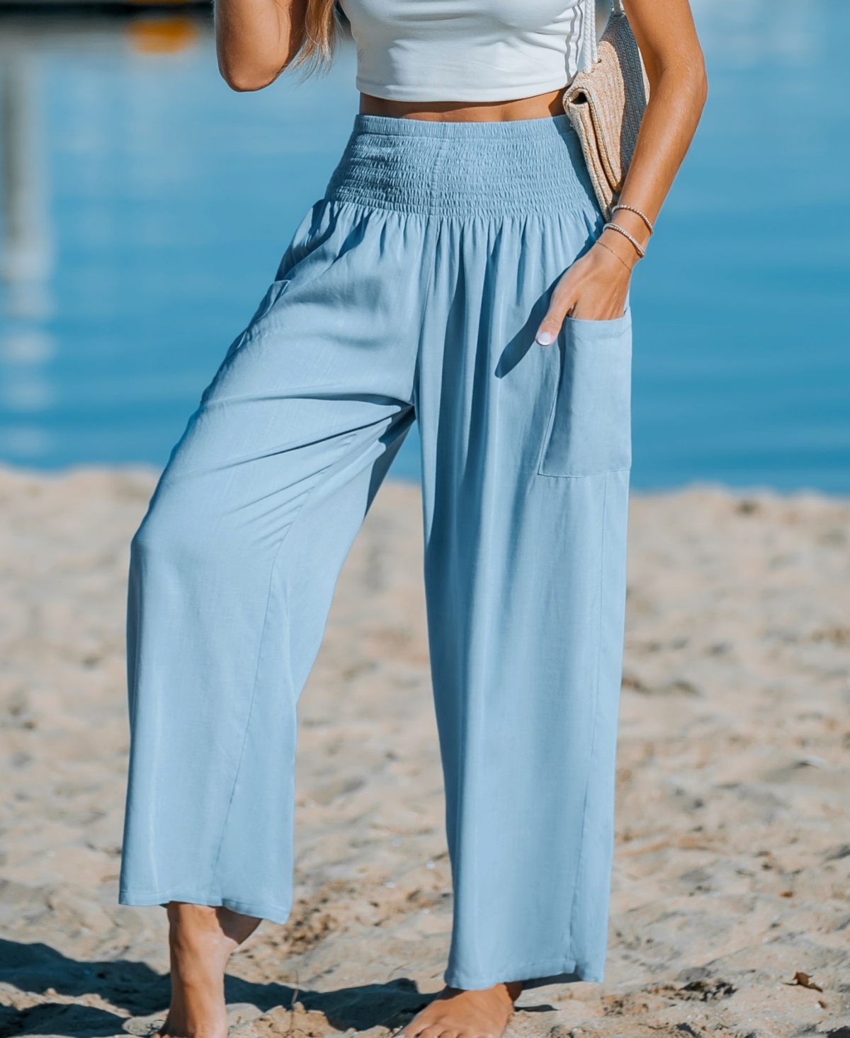 Cupshe Women's Powder Blue Straight Leg Utility Pants -pastel blue