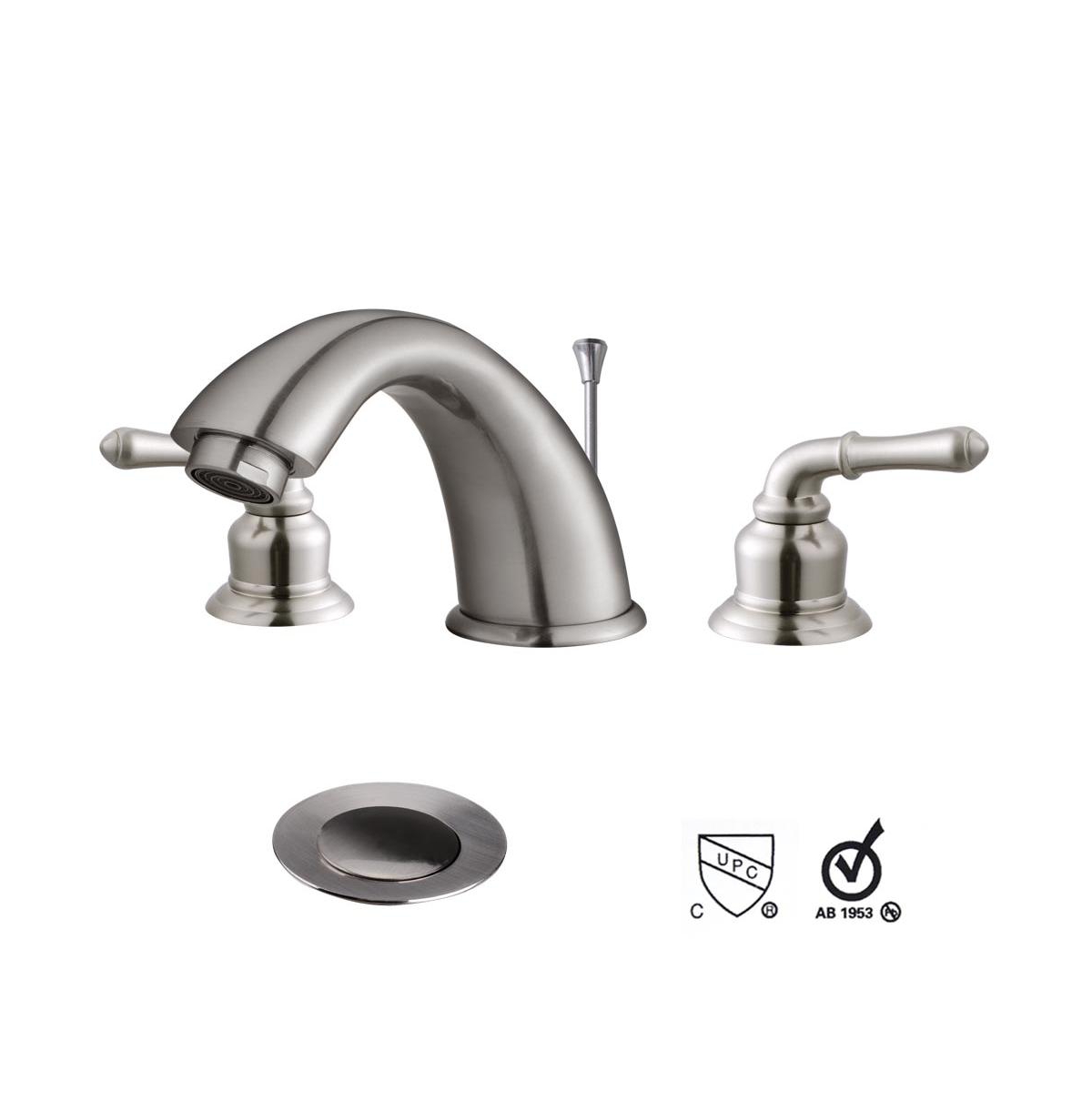 Faucet Bathroom Vessel Sink 3 Holes Lavatory Faucet w/ Drain - Silver