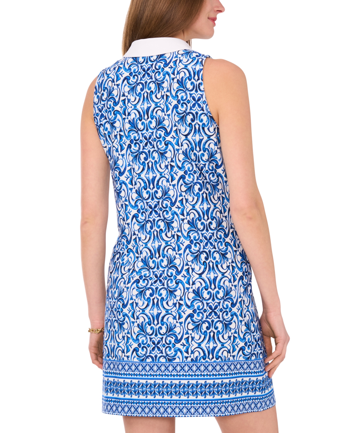 Shop Msk Women's Printed Collared Shift Dress In Lucent White