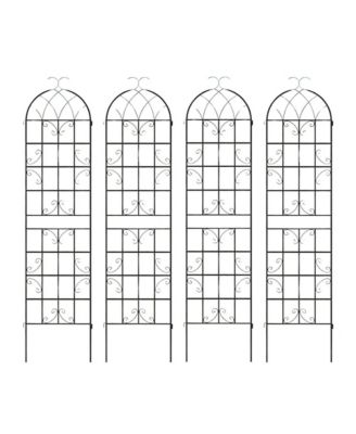 2 Pack Metal Garden Trellis Decorative for Climbing Plants-Black