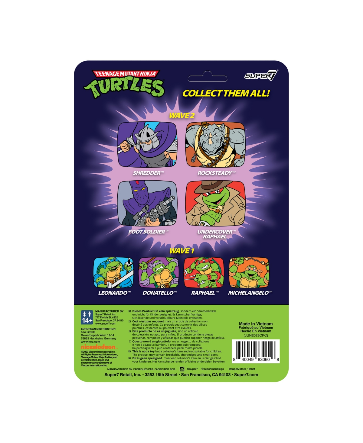 Super 7 Teenage Mutant Ninja Turtles Reaction Figures Wave 08 In No Color