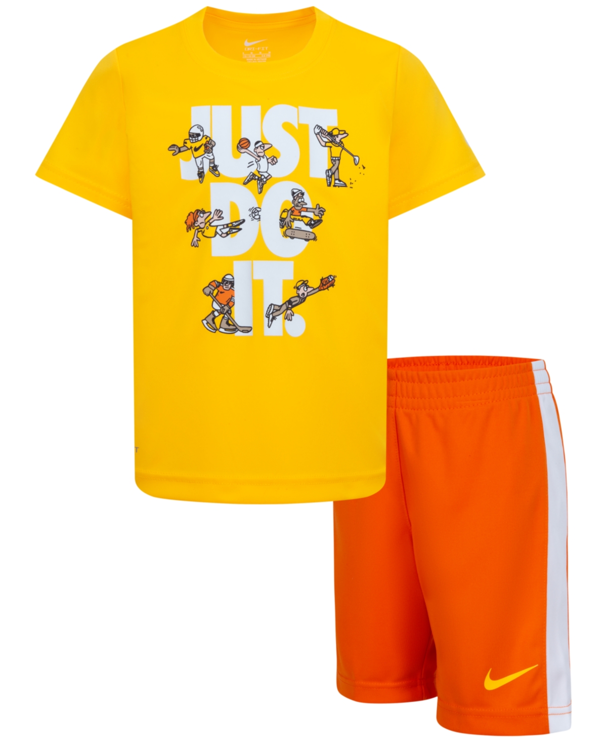 Shop Nike Little Boys Just Do It Graphic Dri-fit T-shirt & Tricot Shorts, 2 Piece Set In Nysafety