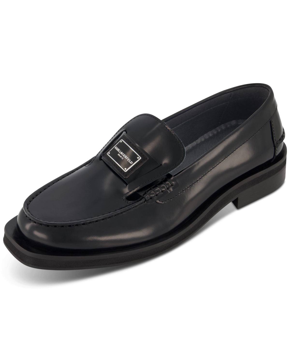 Shop Karl Lagerfeld Men's Front Logo Moc-toe Loafers In Black