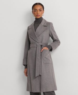 Ralph lauren wool blend wrap coat online