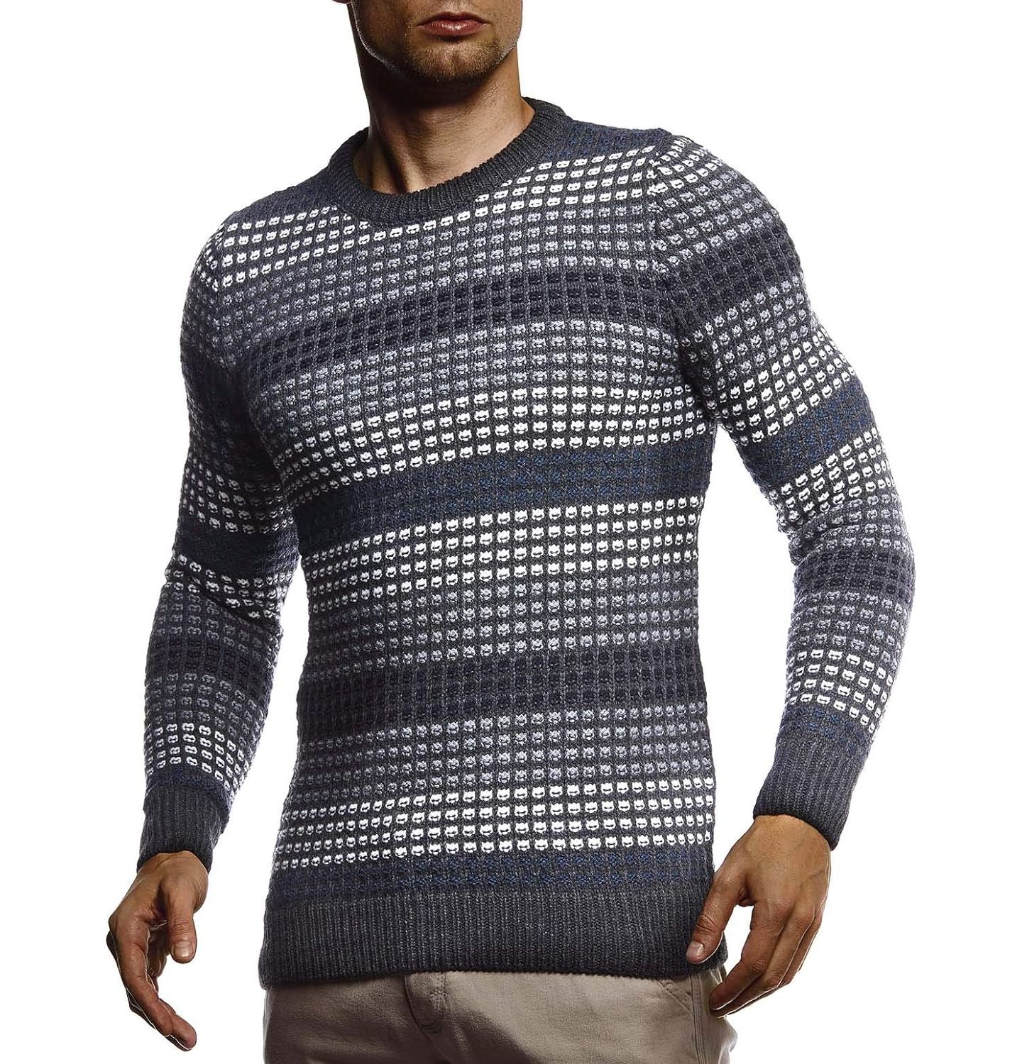 Мужское худи Leif Nelson Stylish Sweater Longsleeve Pullover Sweatshirt For Men Slim Fit, цвет: Антрацитовый — фото 1