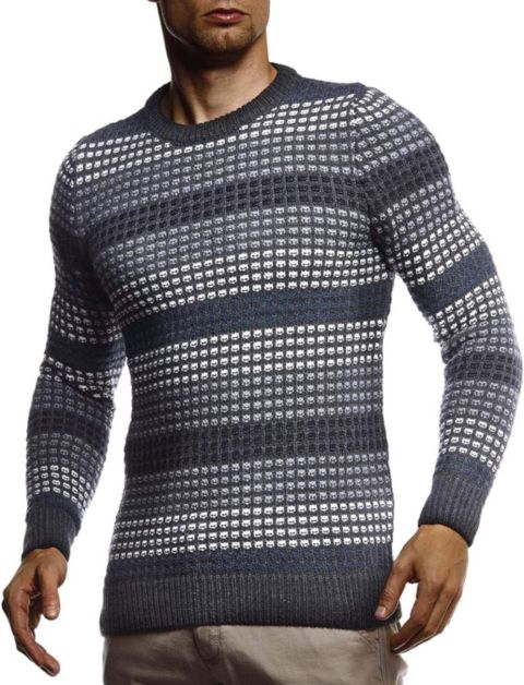 Мужское худи Leif Nelson Stylish Sweater Longsleeve Pullover Sweatshirt For Men Slim Fit, цвет: Антрацитовый