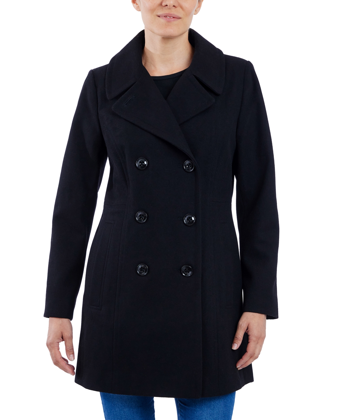ANNE KLEIN WOMEN'S DOUBLE-BREASTED PEACOAT, CREATED FOR MACY'S 