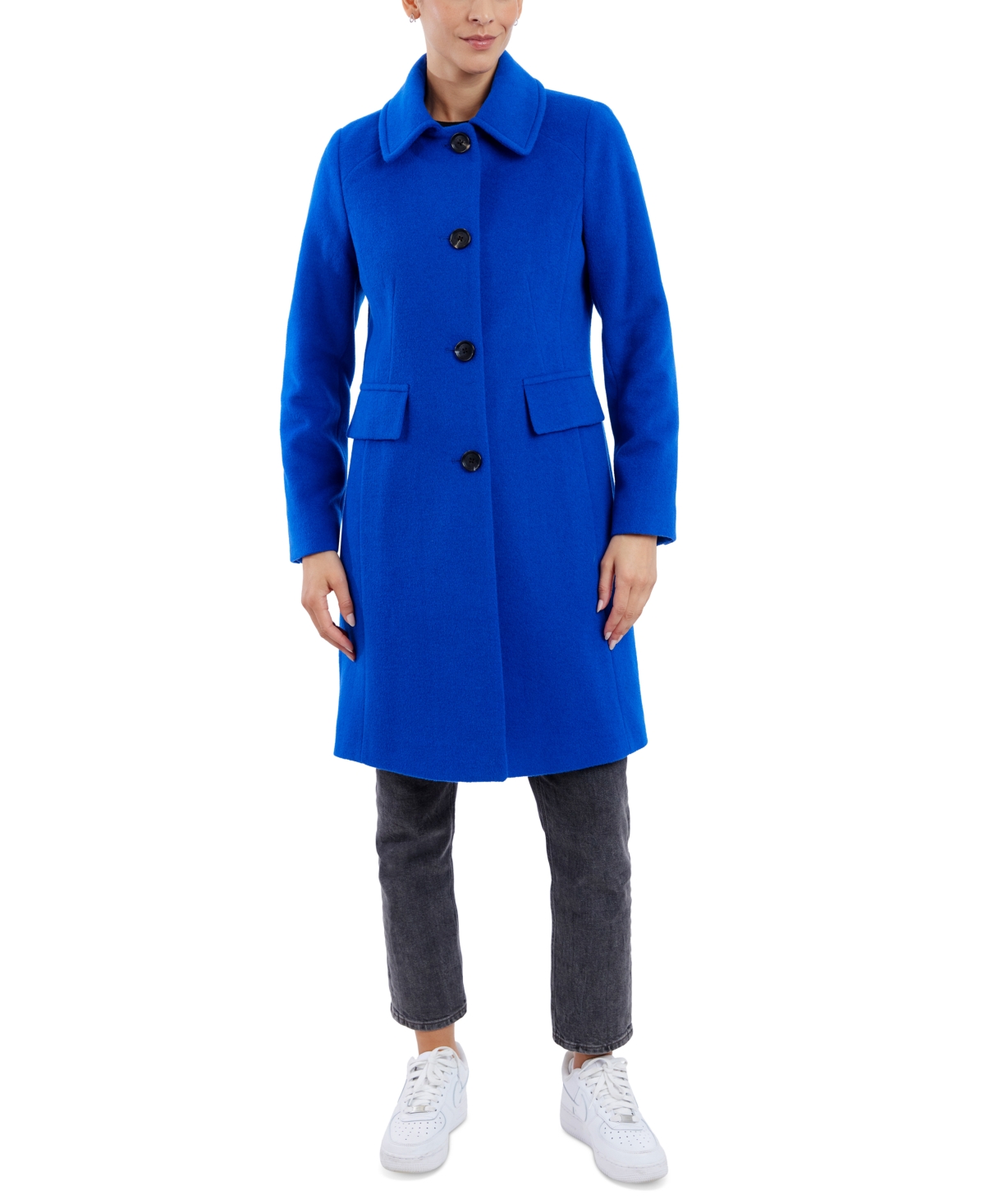 ANNE KLEIN WOMEN'S COLLARED BUTTON-FRONT WALKER COAT 