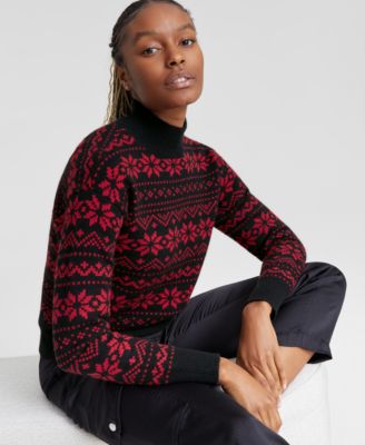 Women s 100 Cashmere Fair Isle Mock Neck Sweater Created for Macy s