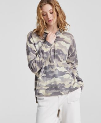 Women s Camo Print 100 Cashmere Hooded Sweater Created for Macy s