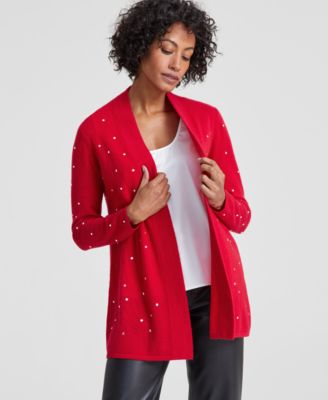 Charter Club Women s Embellished Long Sleeve 100 Cashmere Duster Regular Petites Created for Macy s Macy s