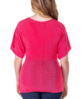 V Neck Knot Front Kimono Sleeve Top