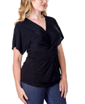 V Neck Knot Front Kimono Sleeve Top