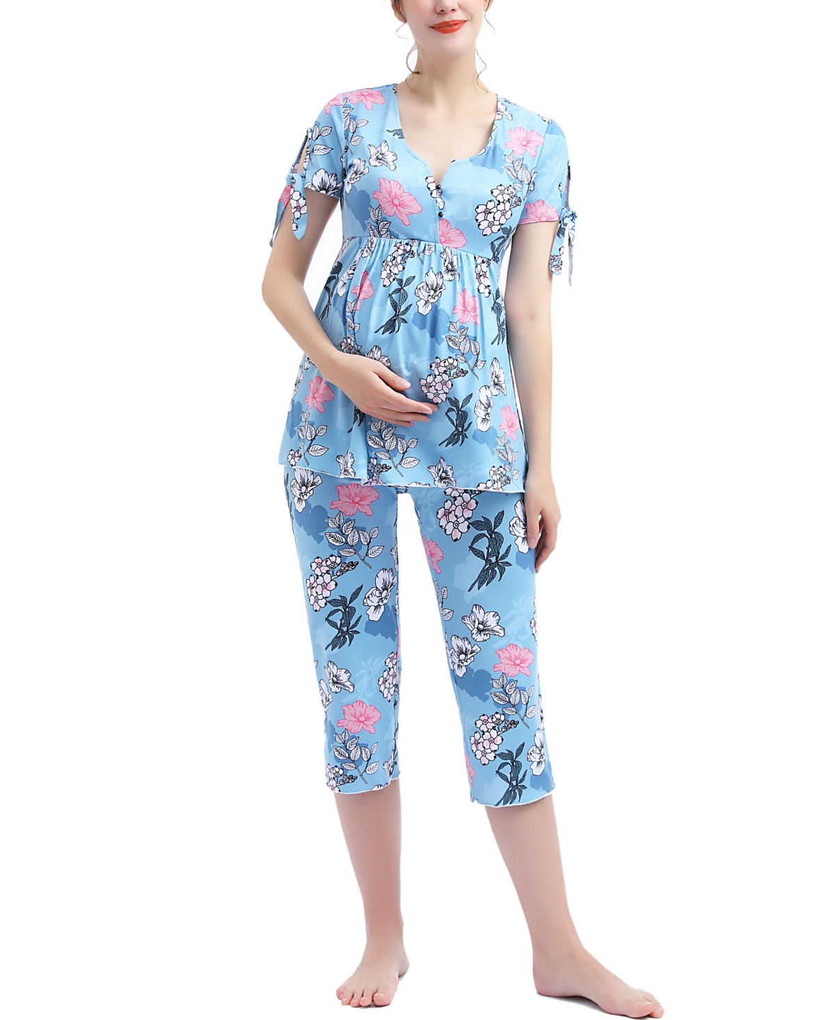 kimi + kai Maternity Daya Nursing 2-Piece Pajama Set - Multicolored