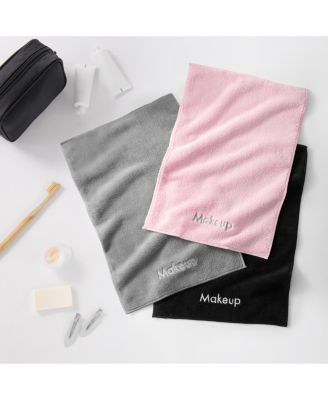 Makeup Remover Fingertip Towels (Pack of 6), Soft Coral Fleece Microfiber Washcloths for Make Up, Embroidered, 11 x 17 in.