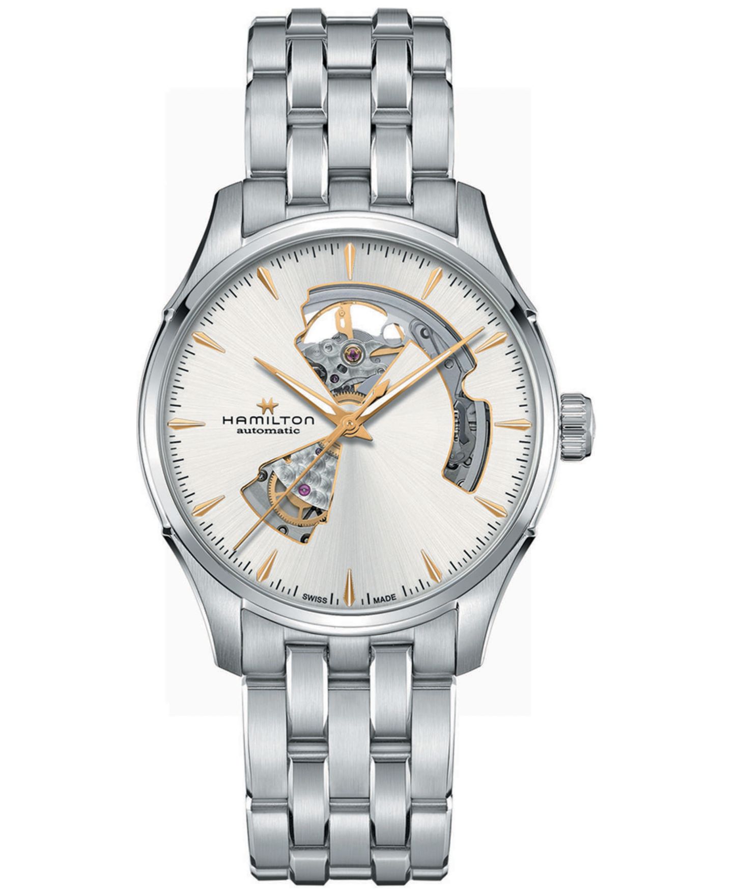 Мужские часы Hamilton Swiss Automatic Jazzmaster Open Heart на стальном браслете, 40 мм — фото 1