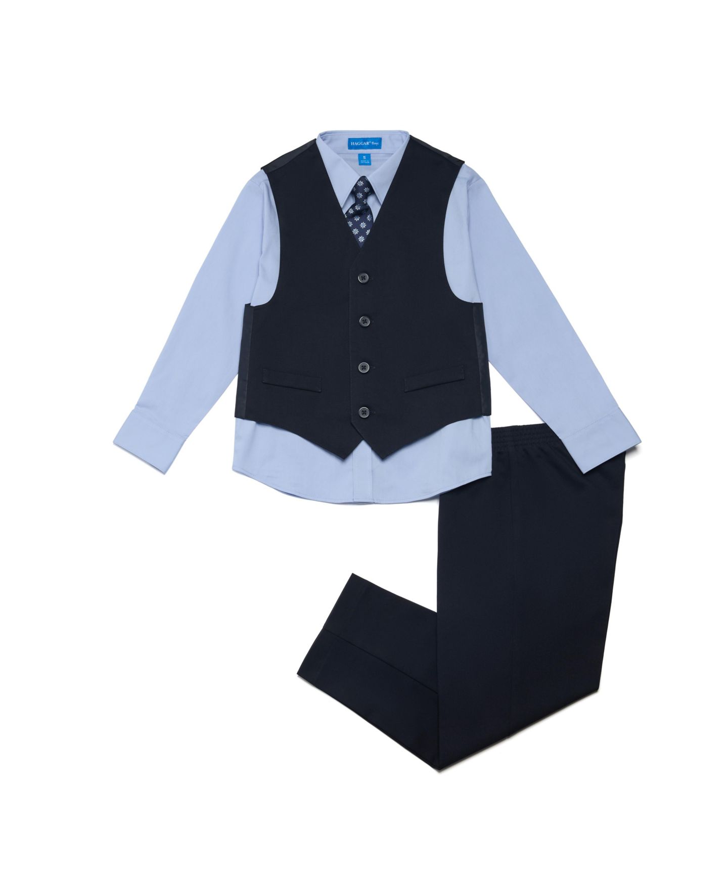 Комплекты Haggar SmartWash Washable Vest, Shirt, Pants and Tie, 4-Piece Set для мальчиков, цвет: Тёмно-синий / Синий — фото 8