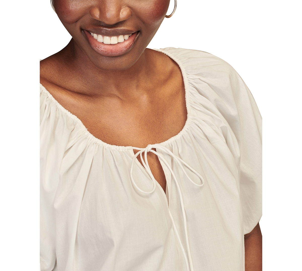 Lucky Brand Women's Cotton Gathered Poplin Top