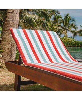 Cabo Cabana Chaise Lounge Chair Covers (2 Pack), Striped Color Options, Soft Cotton, 30x85 in. with 8" Fitted Pocked for Beach Chair