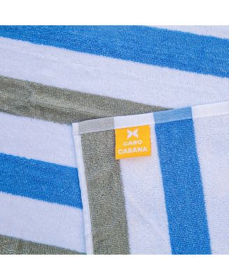 Cabo Cabana Chaise Lounge Chair Covers (2 Pack), Striped Color Options, Soft Cotton, 30x85 in. with 8" Fitted Pocked for Beach Chair