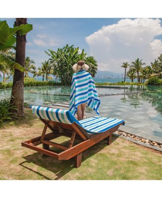 Cabo Cabana Chaise Lounge Chair Covers (2 Pack), Striped Color Options, Soft Cotton, 30x85 in. with 8" Fitted Pocked for Beach Chair