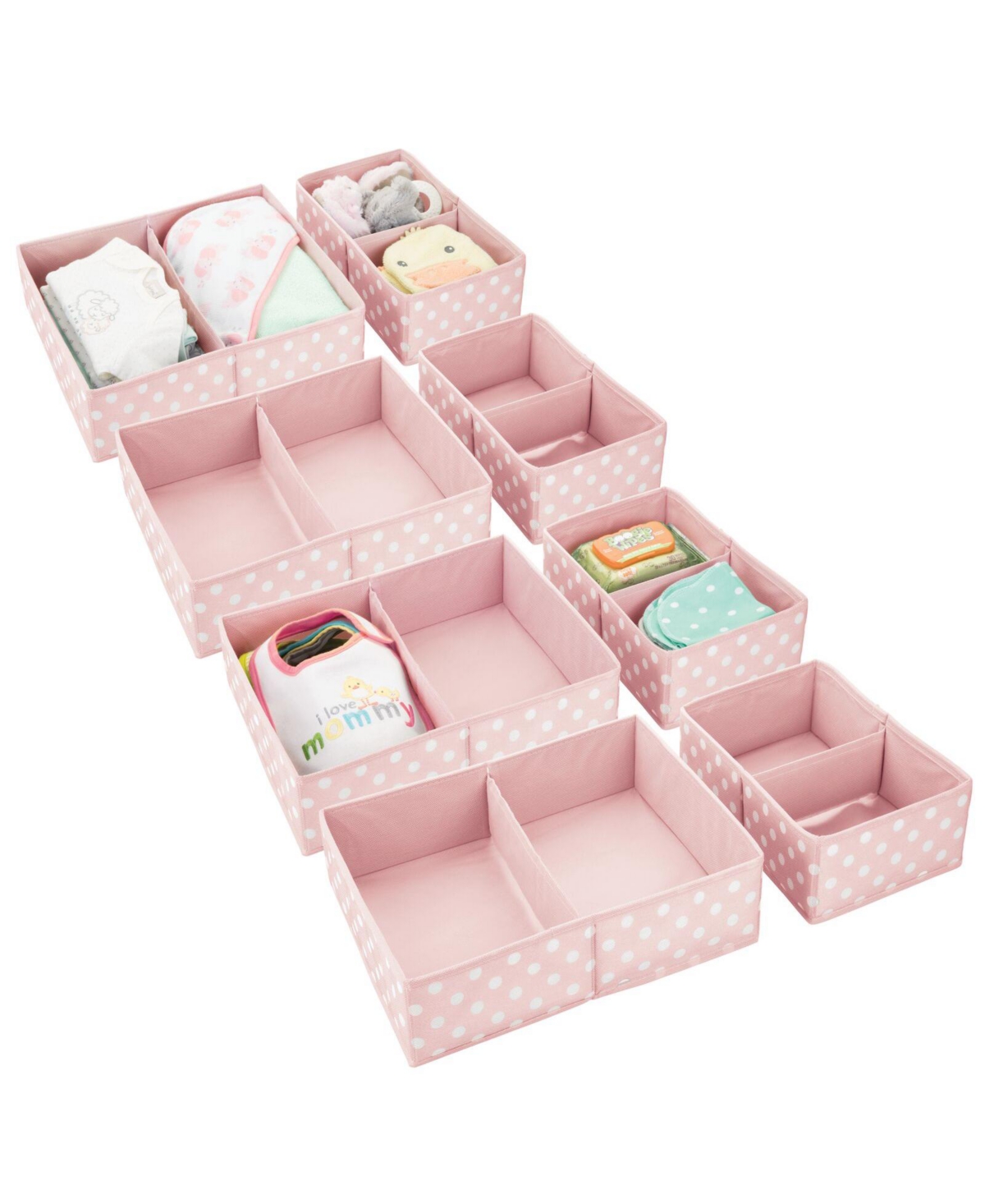 Fabric Dresser Drawer Storage Organizers, Set of 8 - Pink/white