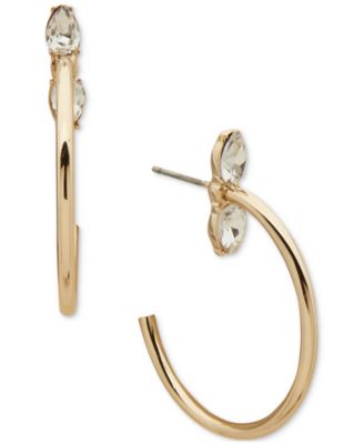 Anne Klein - Gold-Tone Small Crystal C-Hoop Earrings, 1.06"