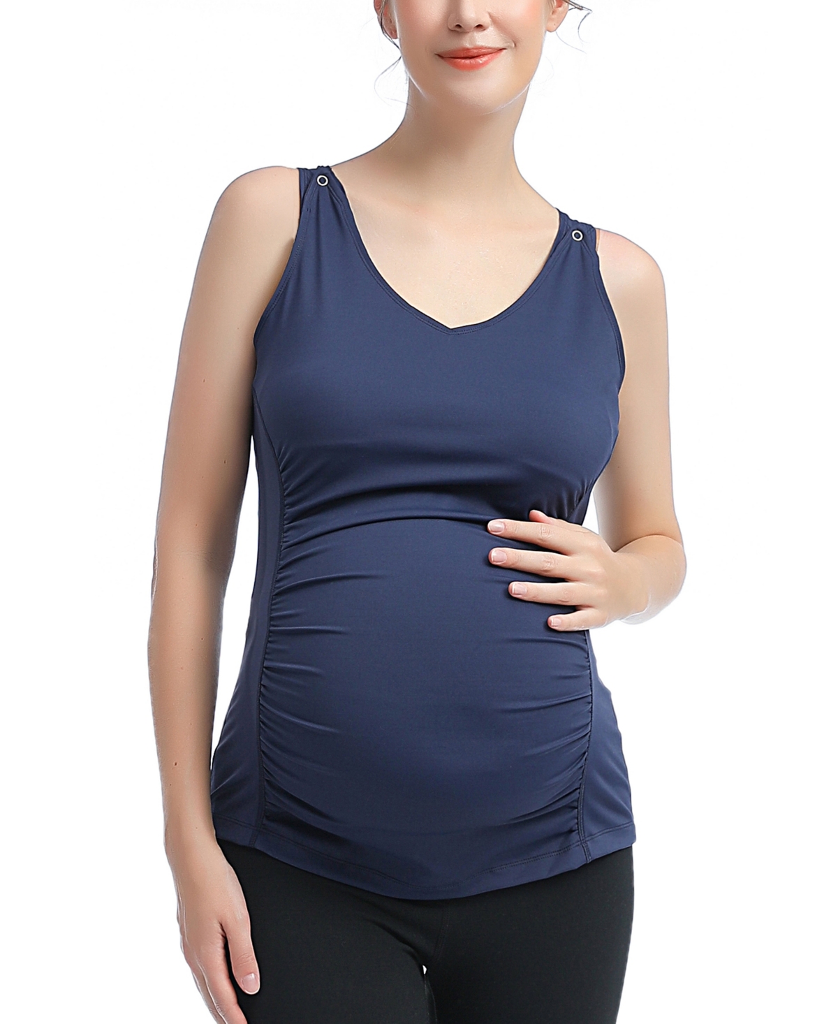 kimi + kai Maternity V-Neck Nursing Active Tank Top - Rose