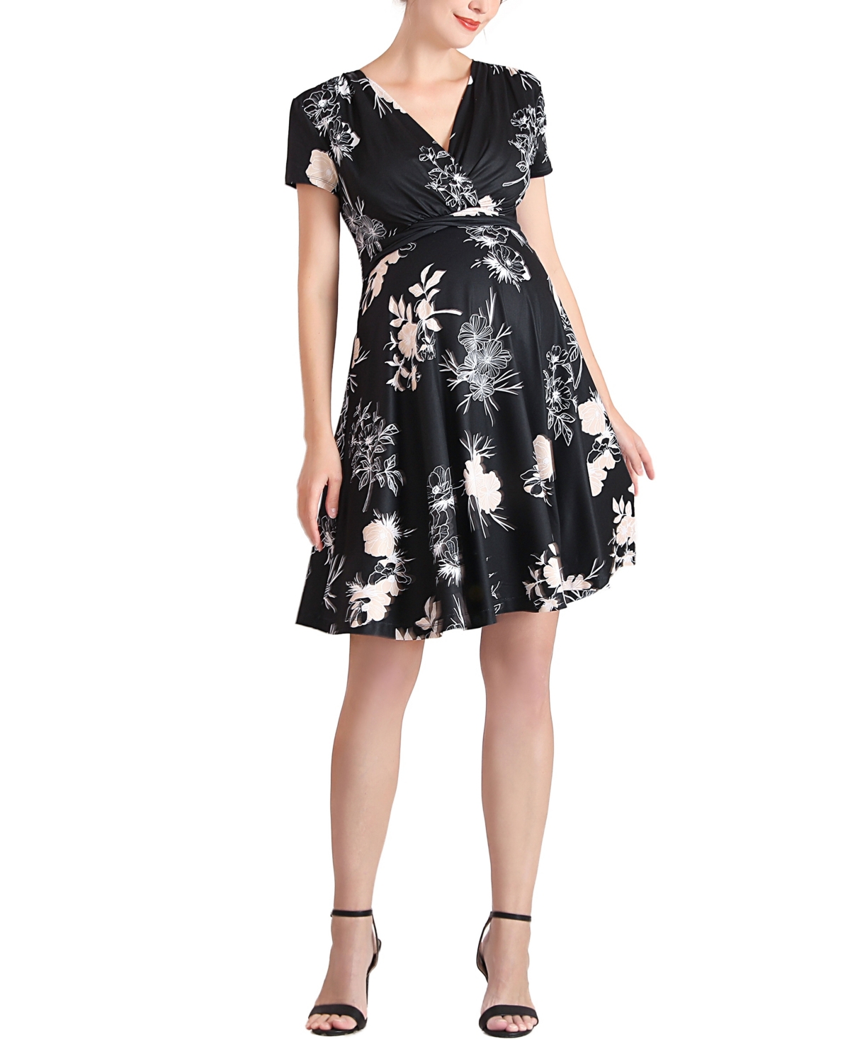 Maternity Bess Faux Wrap Nursing Dress - Multicolored