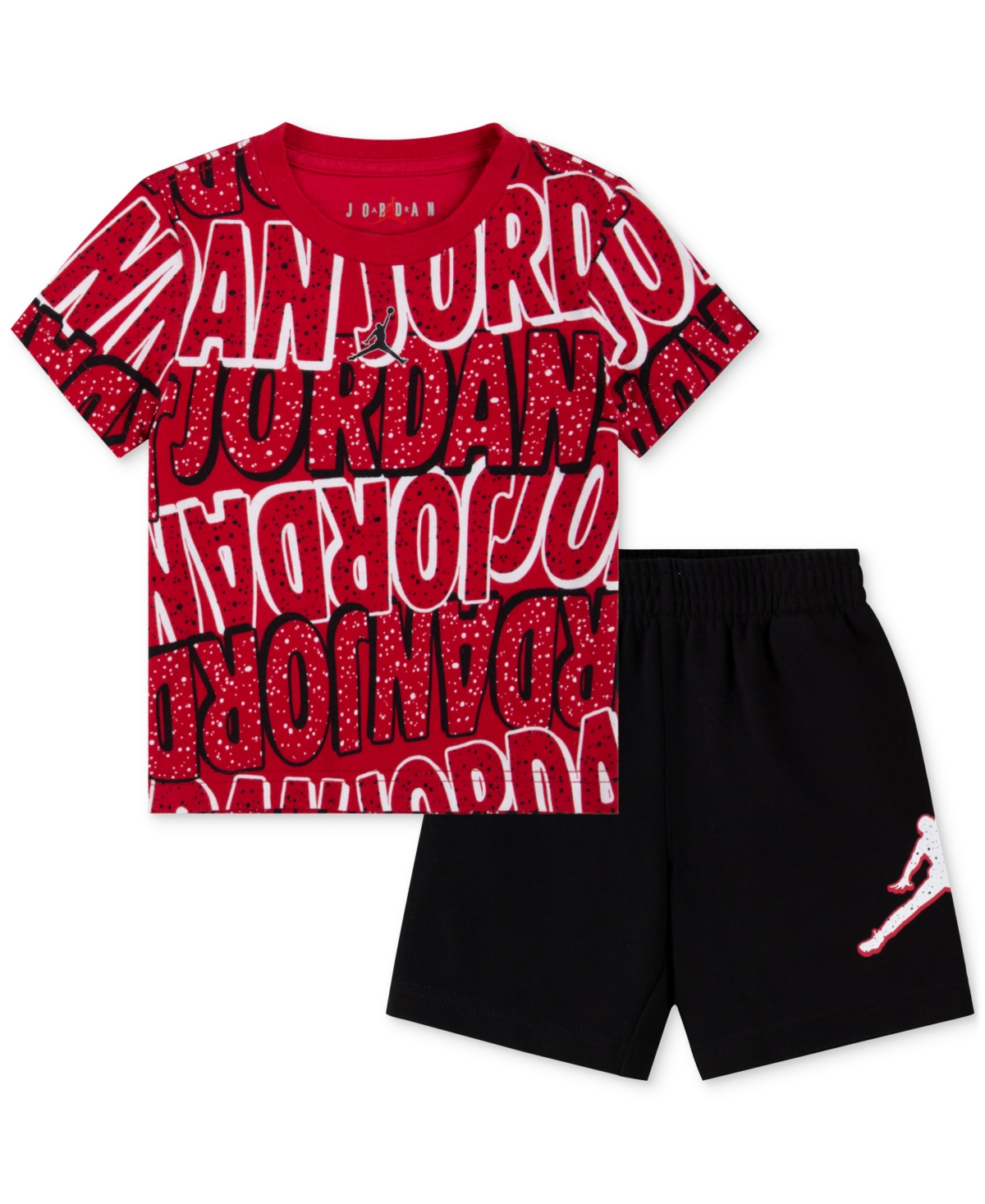 Shop Jordan Toddler Boys Printed T-shirt & French Terry Shorts, 2 Piece Set In Black