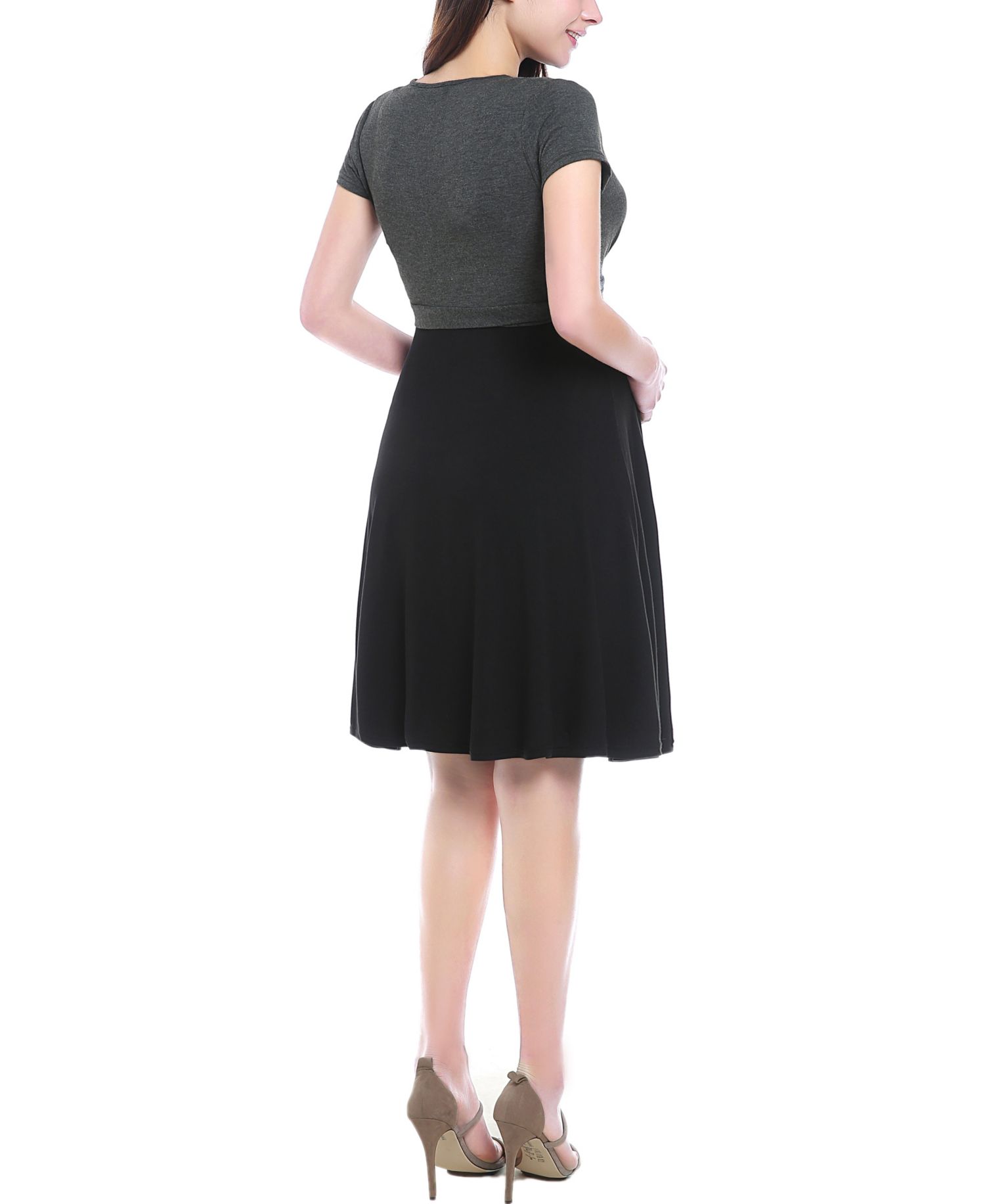 Women's V-Neck Faux Wrap Nursing Dress