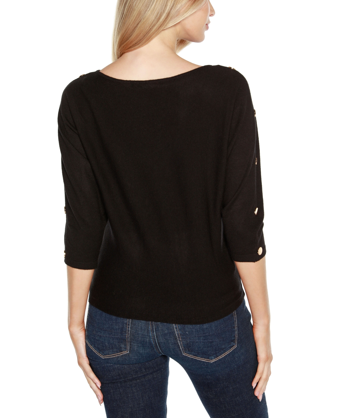 Belldini Women's Rivet-Trim Dolman-Sleeve Sweater -gold