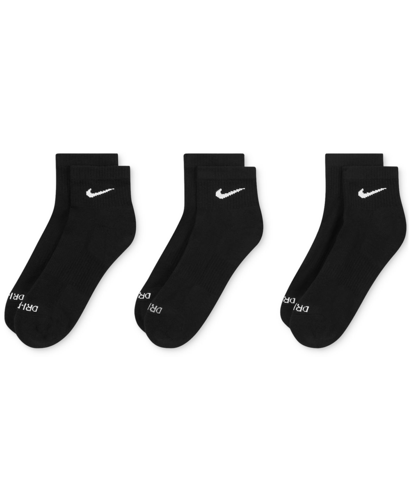 Носки Nike Dri-FIT Cushion унисекс, укороченные, набор из 3 пар, цвет: Чёрный / Белый — фото 4