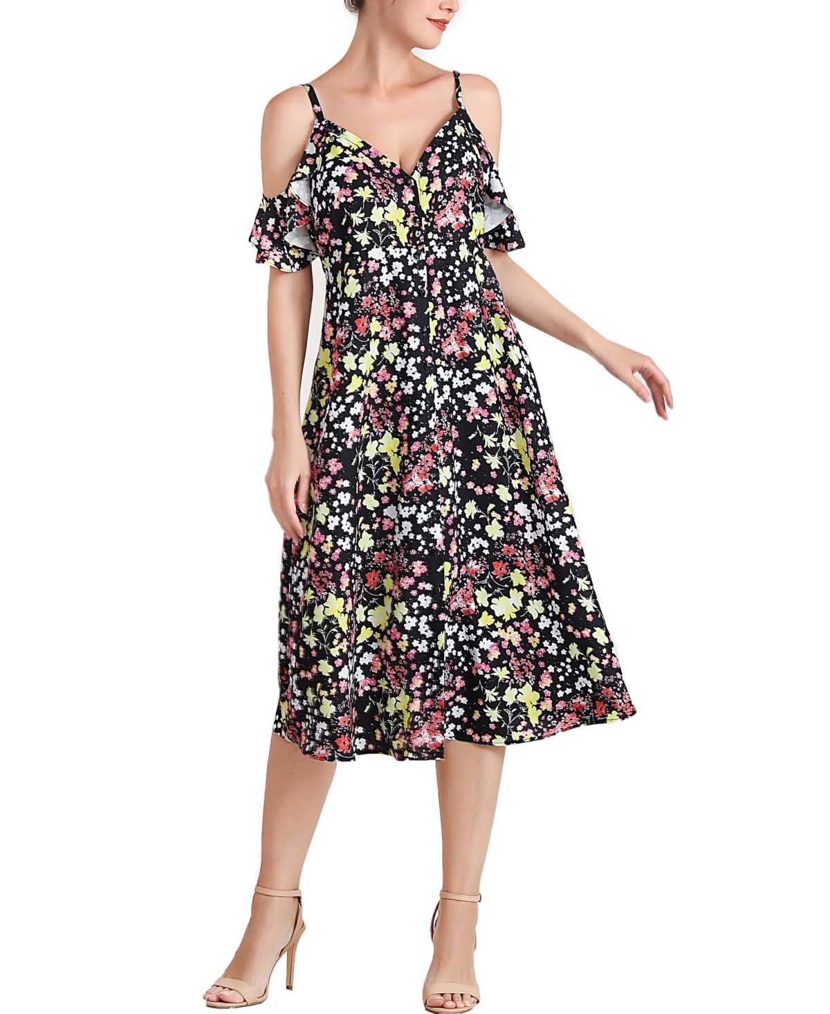 Maternity Esme Nursing Button Front Dress - Multicolored