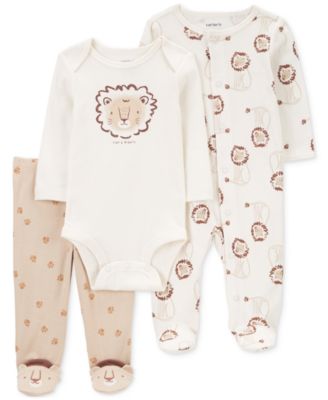 Baby Boys and Baby Girls 3-Piece Sleep and Play, Bodysuit, and Pants Set