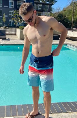 Men's 9" NO Liner Board Shorts Elastic Waist Quick Dry Swim Trunks