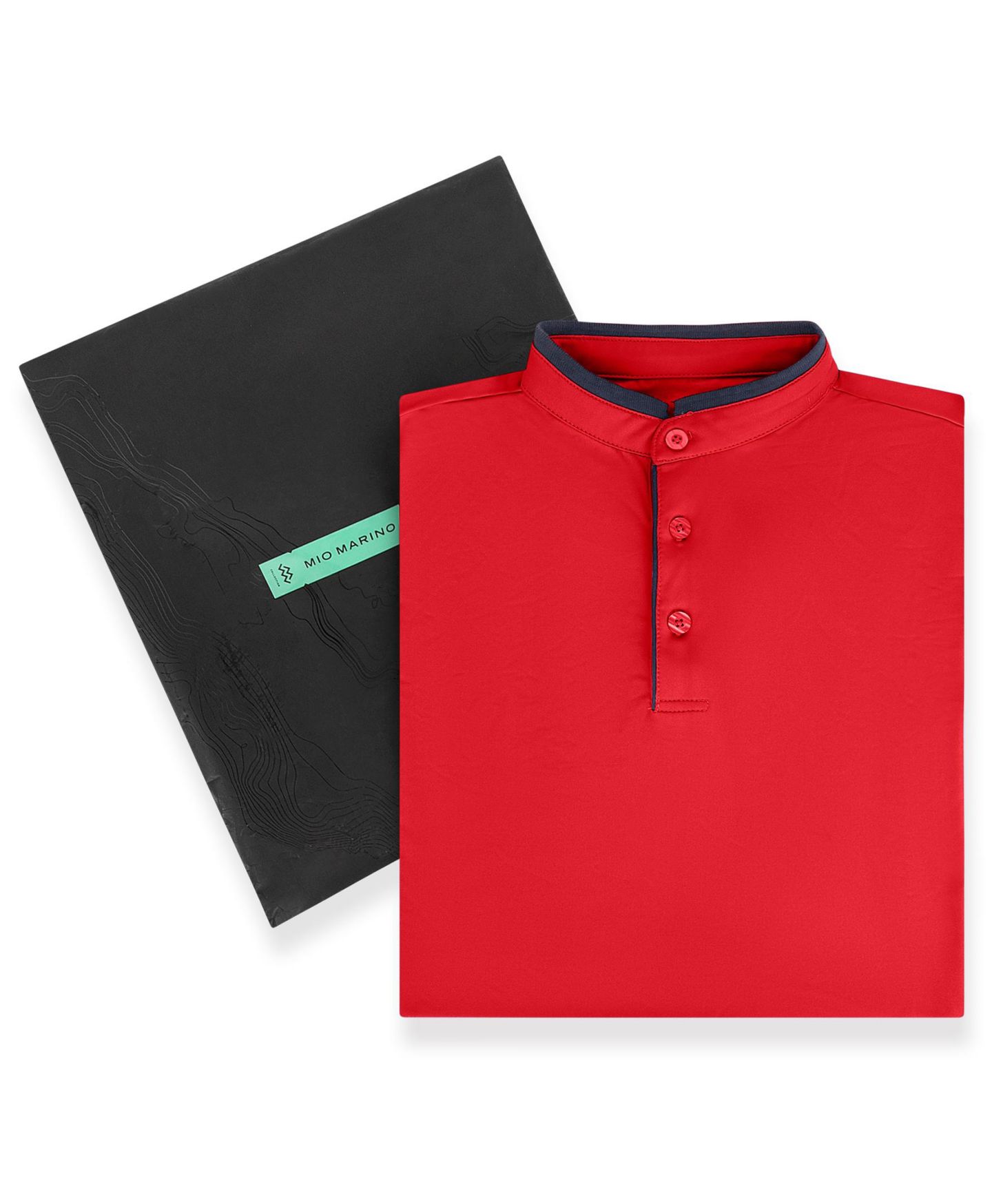 Мужское поло Mio Marino Short Sleeve Henley Polo Shirt with Contrast-Trim, цвет: Красный — фото 3