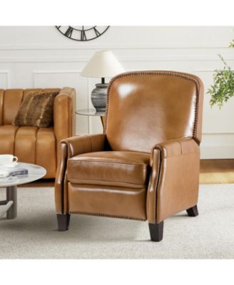 Hickey Modern Genuine Leather Recliner with Nailhead Trim