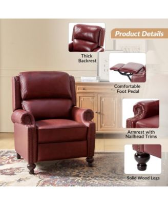 Franco Traditional Genuine Leather Manual Recliner