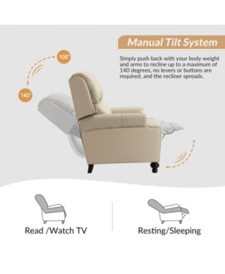 Franco Traditional Genuine Leather Manual Recliner