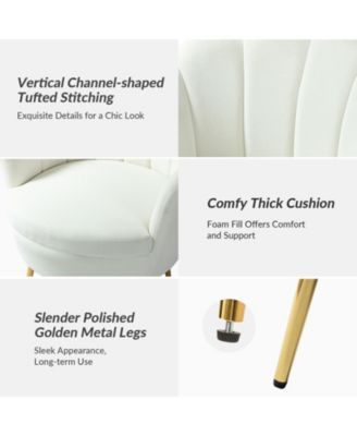 Modern Velvet Barrel Chair with Channel Tufted Back