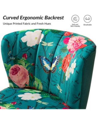 1 piece Tufted Floral Fabric Gold Metal Legs  Accent Chair