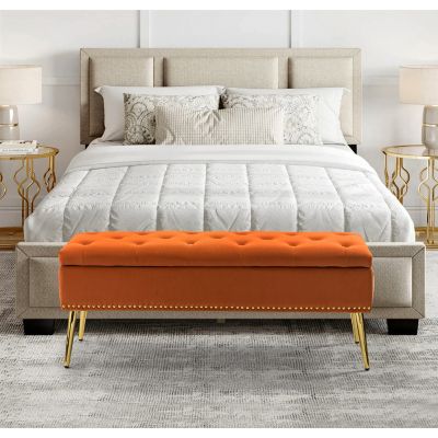 Kajana Transitional Velvet Upholstered Flip Top Storage Bench