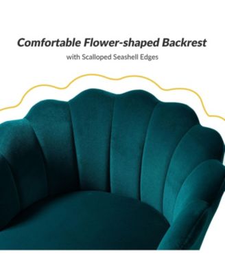 Modern Velvet Barrel Chair with Channel Tufted Back