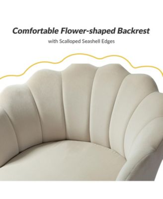 Modern Velvet Barrel Chair with Channel Tufted Back